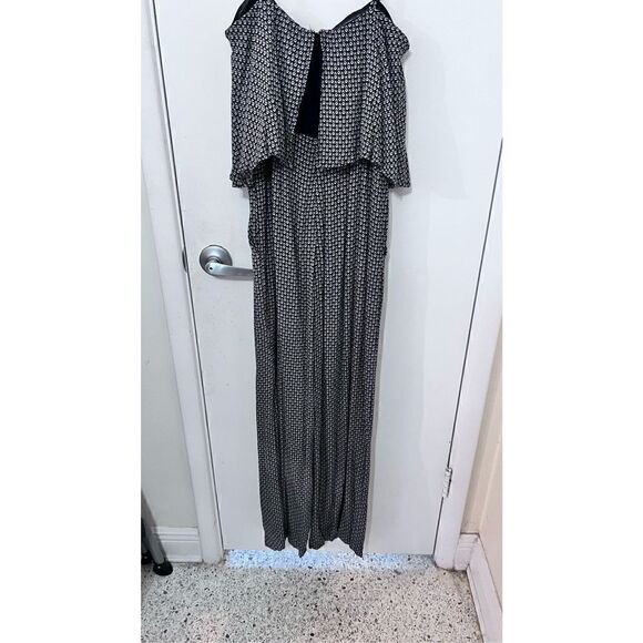 ELEVENSES ANTHROPOLOGIE WOMENS JUMPSUIT ROMPER GEOMETRIC BLACK SZ XS - Picture 7 of 10